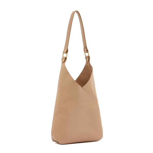 Malibu | Women's shoulder bag in leather color caffelatte