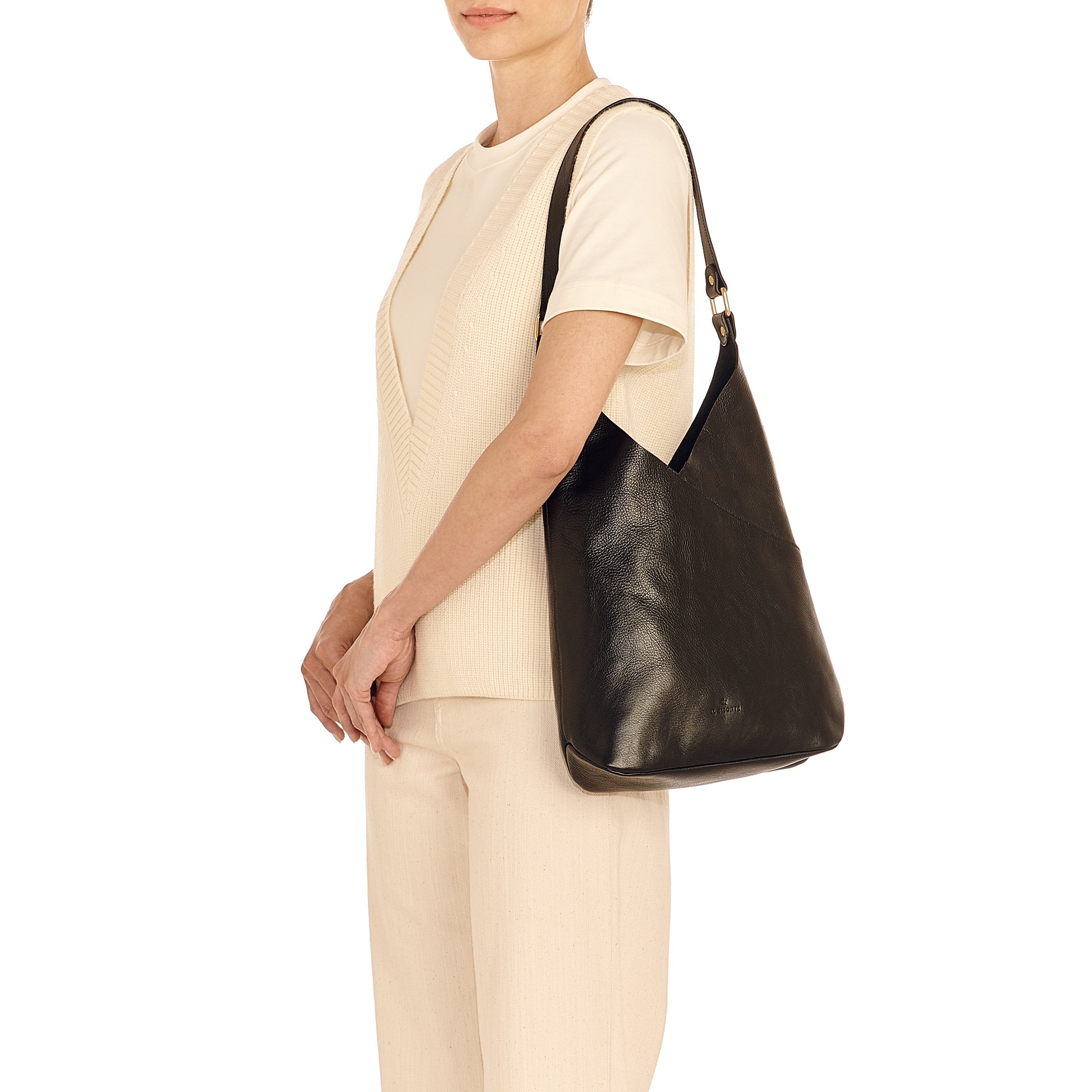 Malibu | Sac epaule pour femme en cuir couleur noir