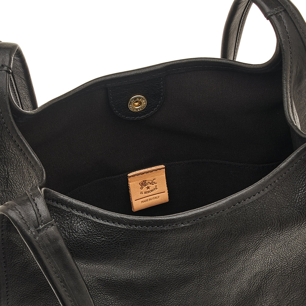 Sguardo | Sac epaule pour femme en cuir vintage couleur noir