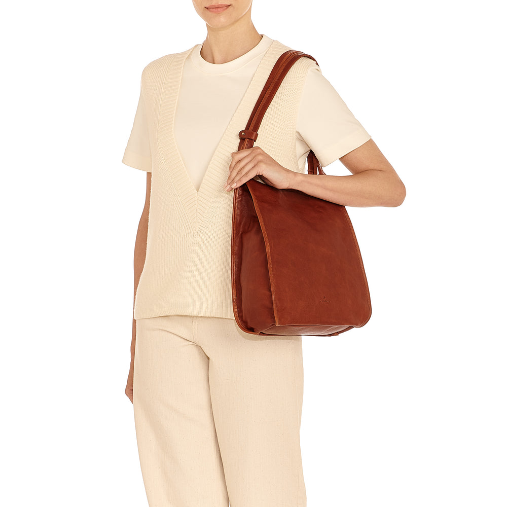 Sguardo | Women's shoulder bag in vintage leather color sepia