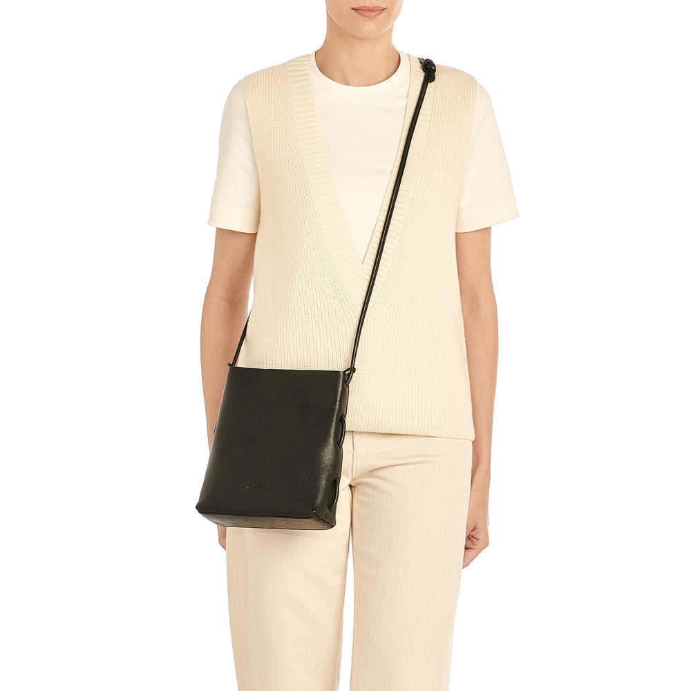 Snodo | Sac epaule pour femme en cuir vintage couleur noir