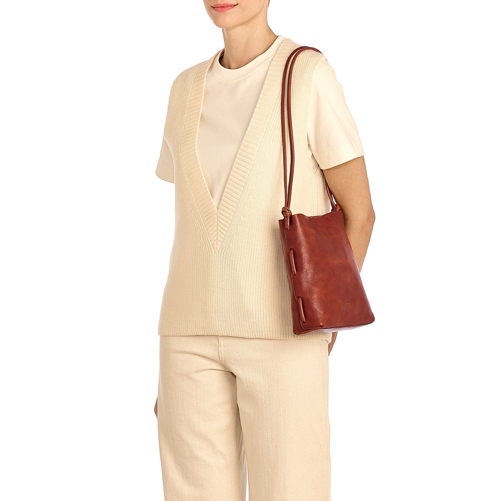 Snodo | Women's shoulder bag in vintage leather color sepia