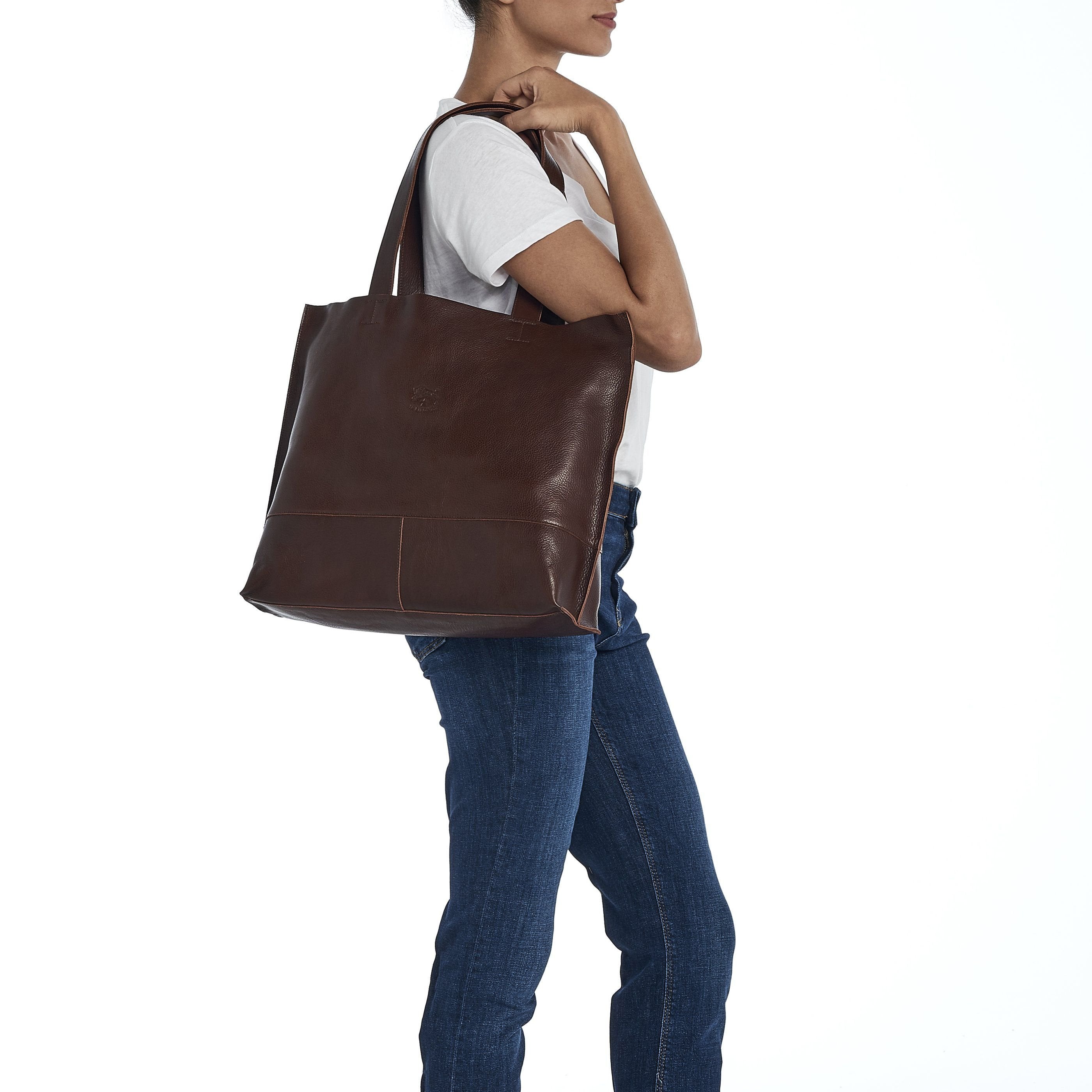 Talamone | Women's tote bag in leather color brown