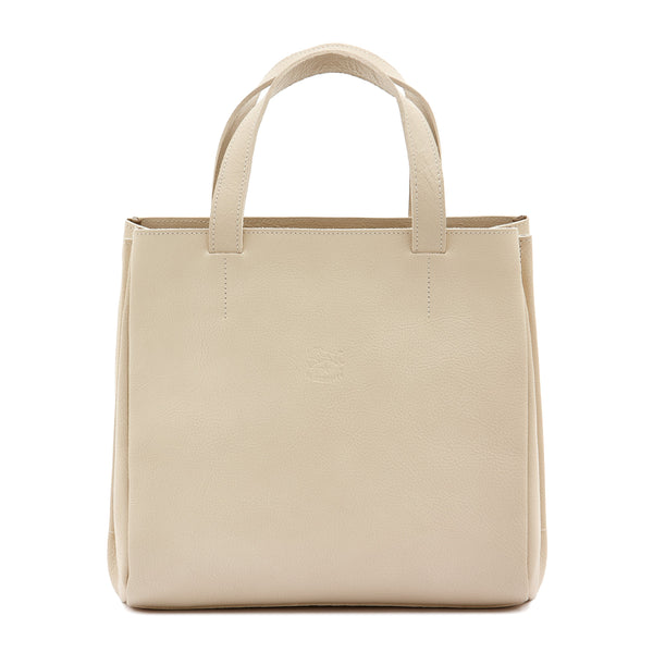 Opale | Women's tote bag in leather color ivory