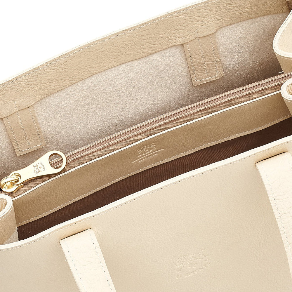 Opale | Women's tote bag in leather color ivory