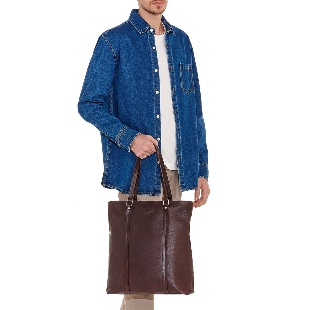 Trebbio | Sac fourre-tout pour homme en cuir vintage couleur cafè