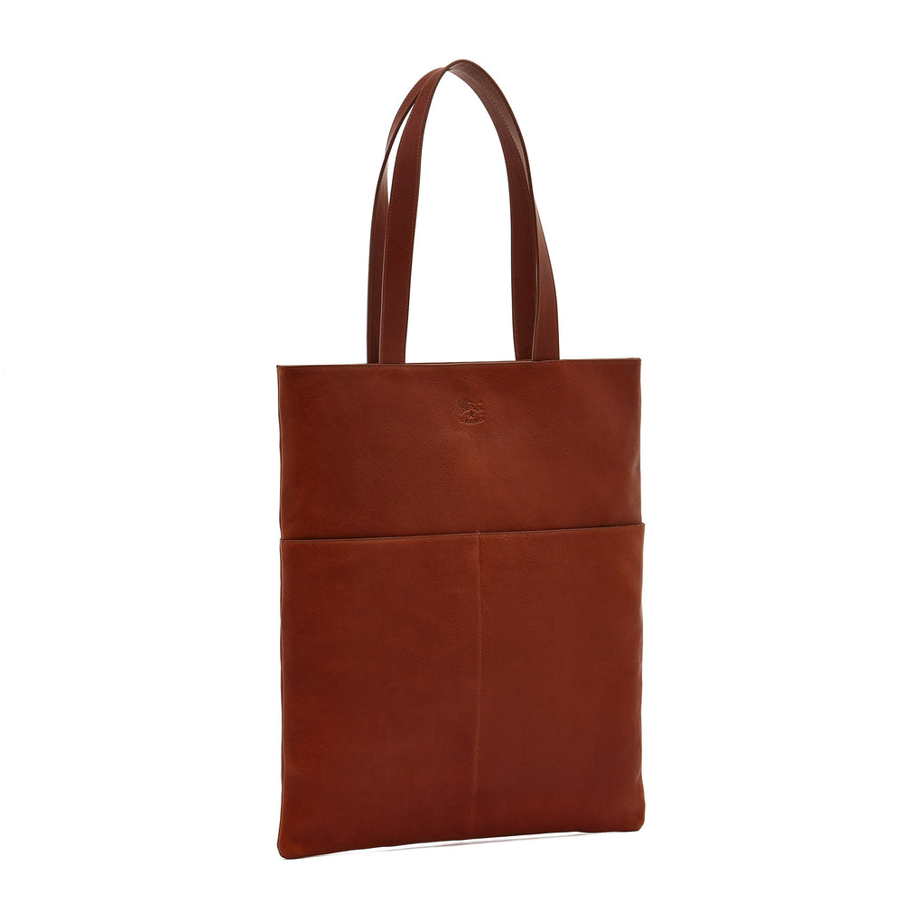 Oriuolo | Men's tote bag in vintage leather color sepia