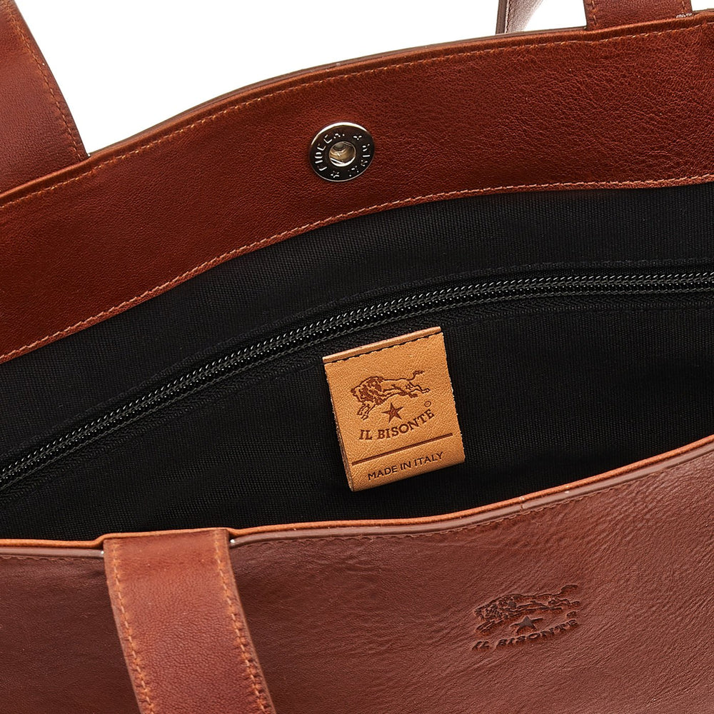 Oriuolo | Men's tote bag in vintage leather color sepia