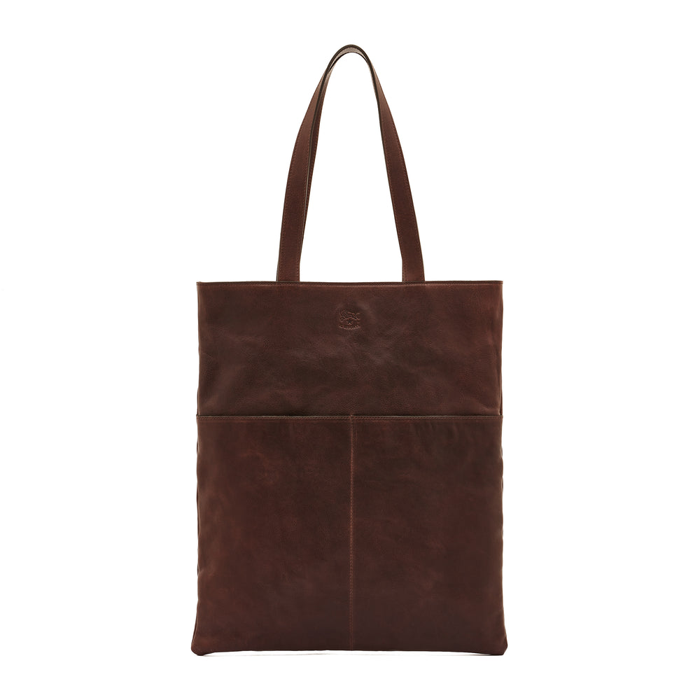 Oriuolo | Men's tote bag in vintage leather color coffee