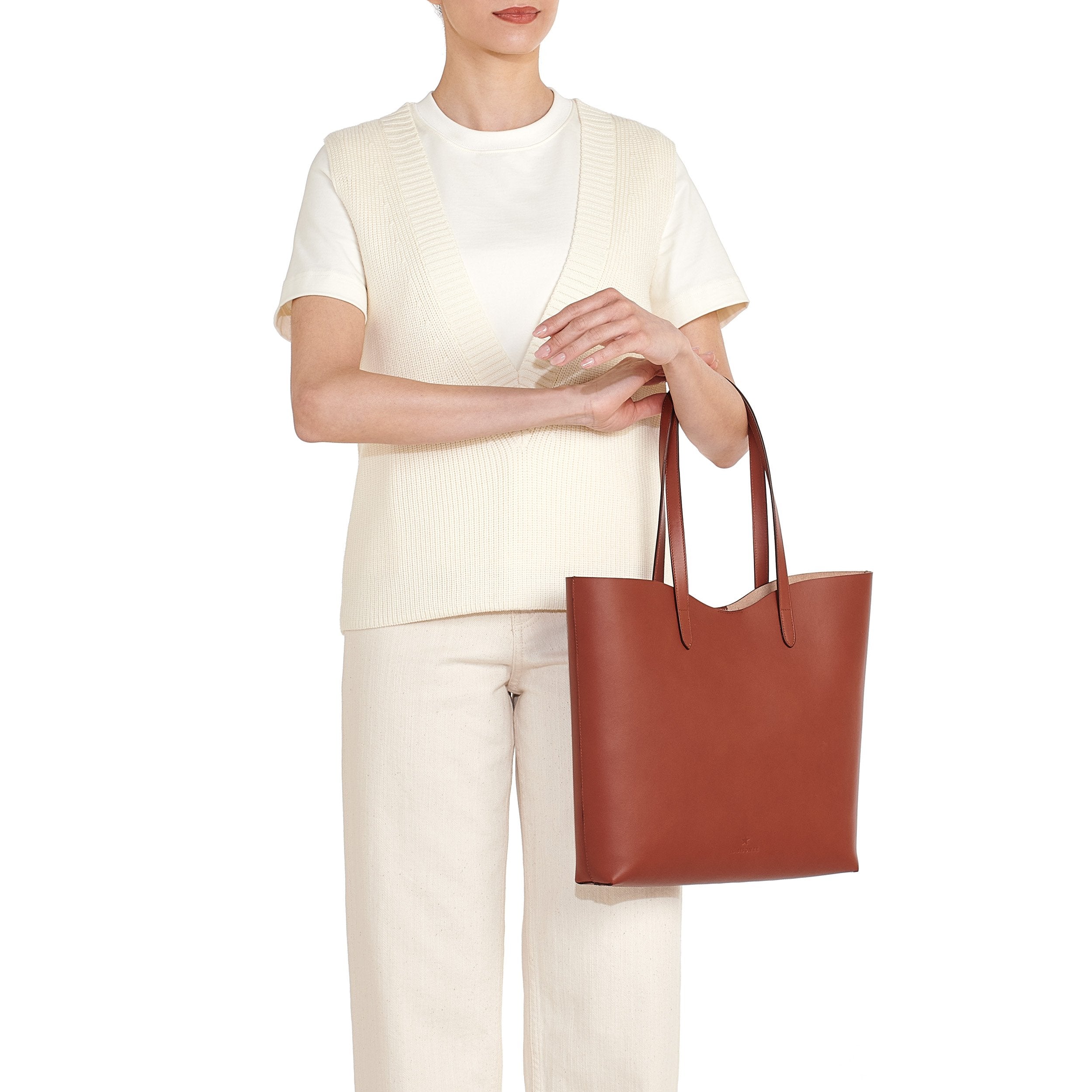 Roseto | Women's tote bag in leather color red ruggine