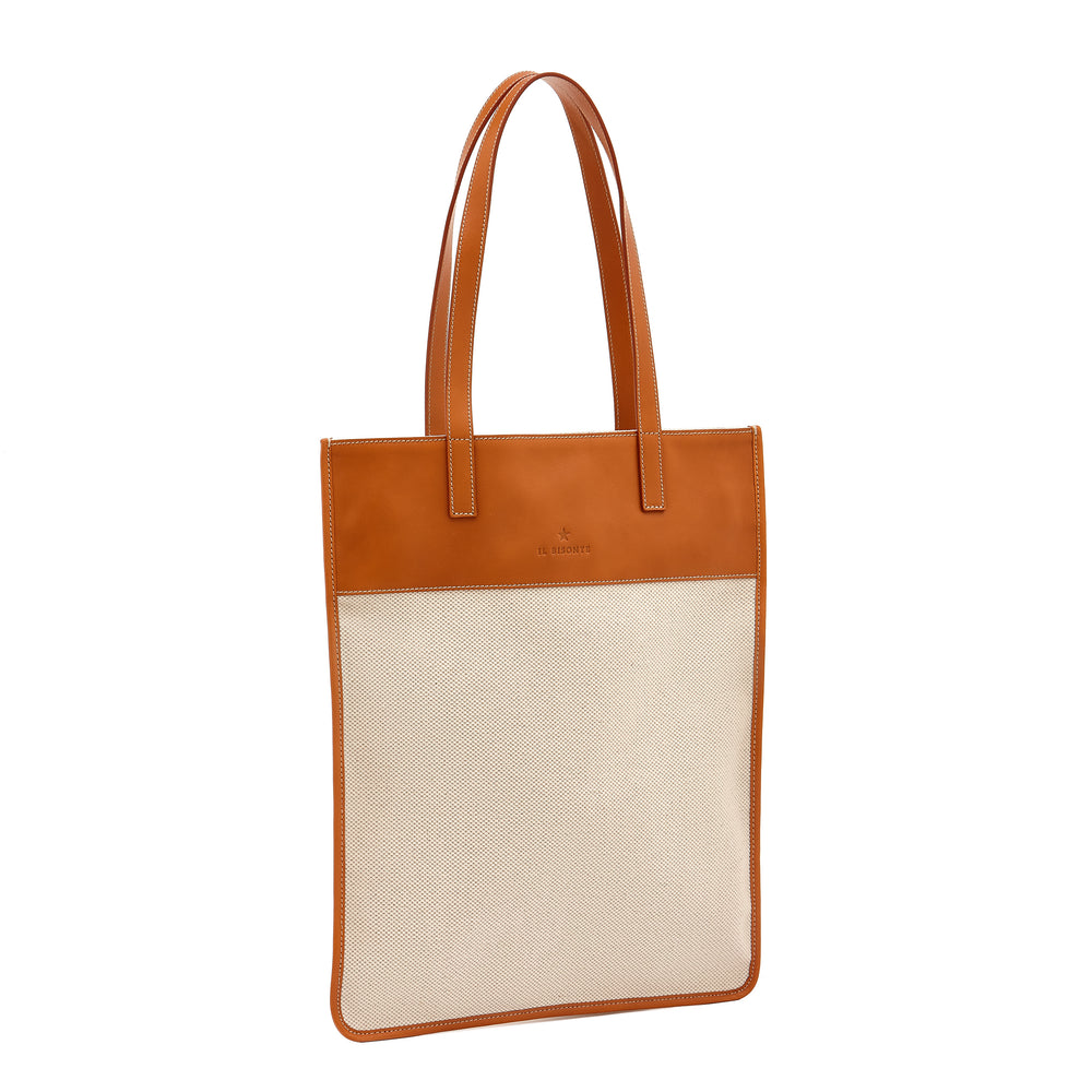 Marini | Women's tote bag in fabric color natural / caramel