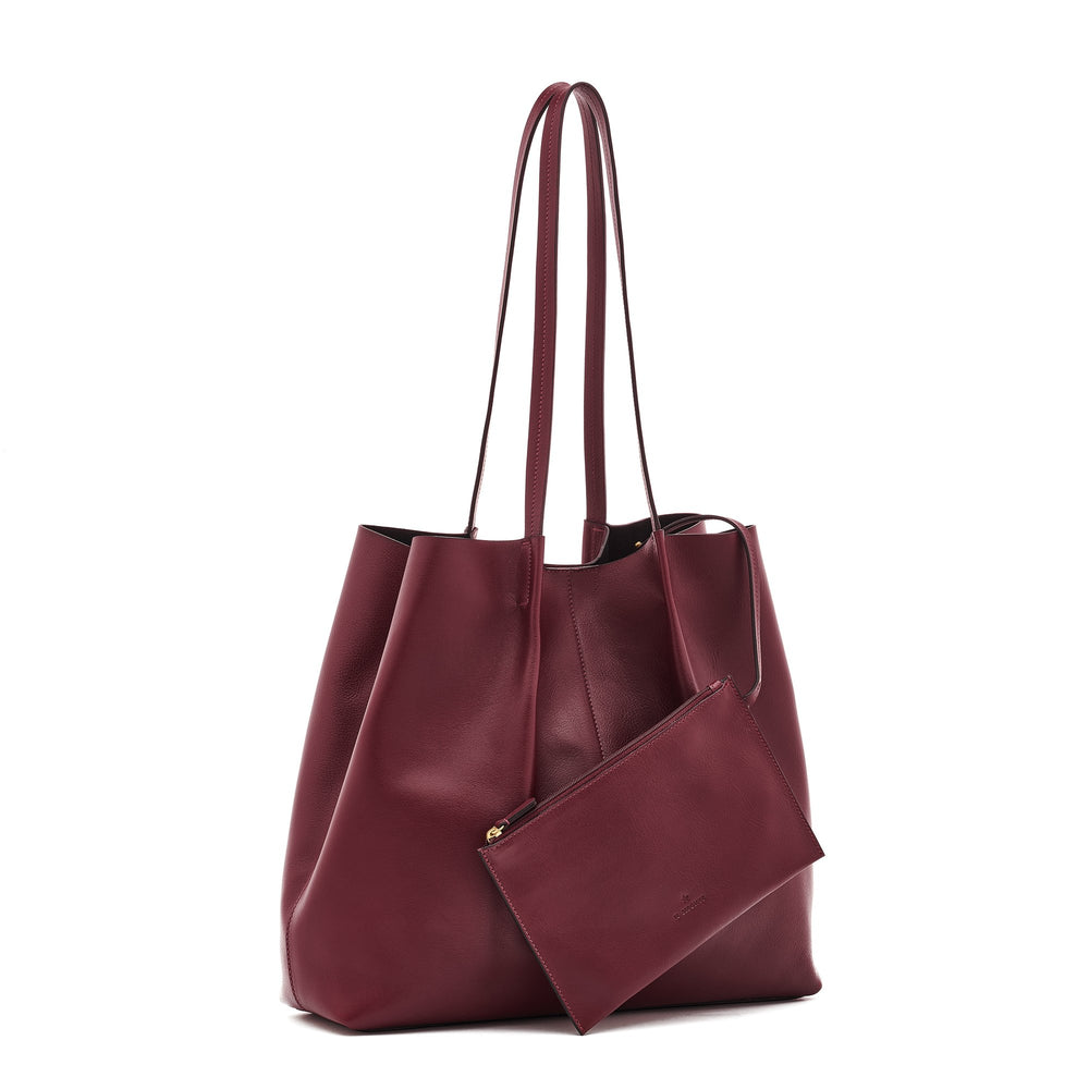 Nina | Women's tote bag in leather color black cherry