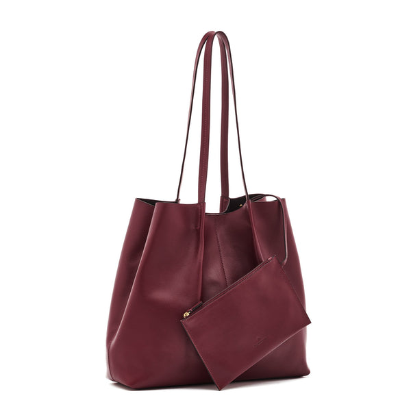 Nina | Sac fourre-tout pour femme en cuir couleur cerise noire