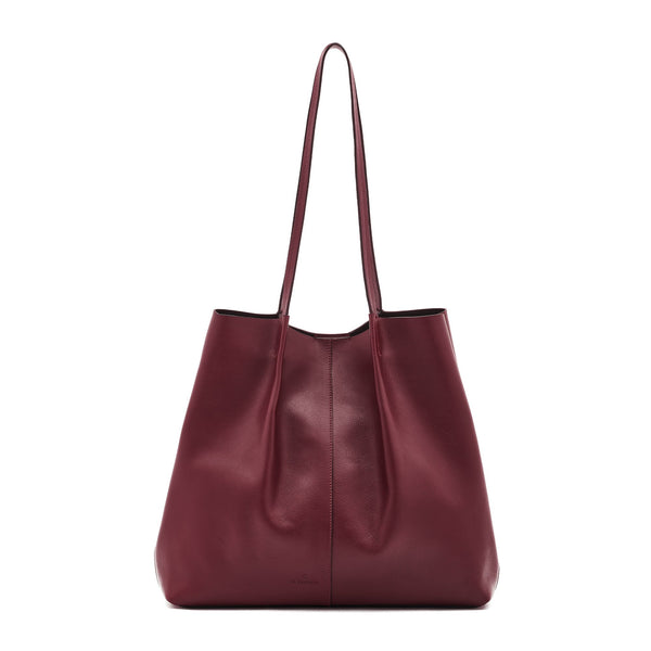 Nina | Women's tote bag in leather color black cherry