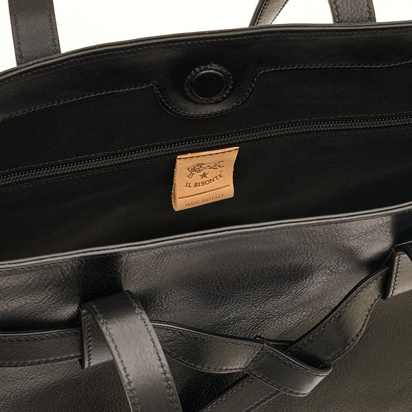 Elisa | Women's tote bag in leather color black