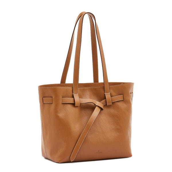 Elisa | Women's tote bag in leather color gianduia