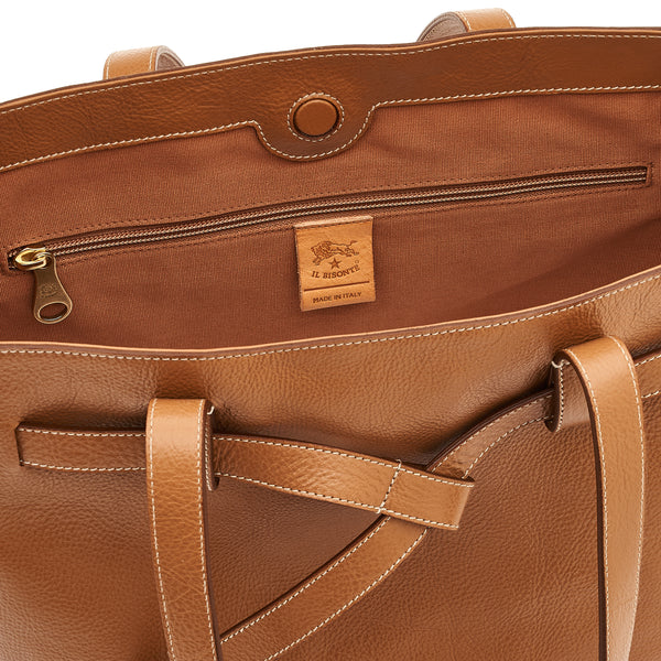 Elisa | Sac fourre-tout pour femme en cuir couleur gianduia