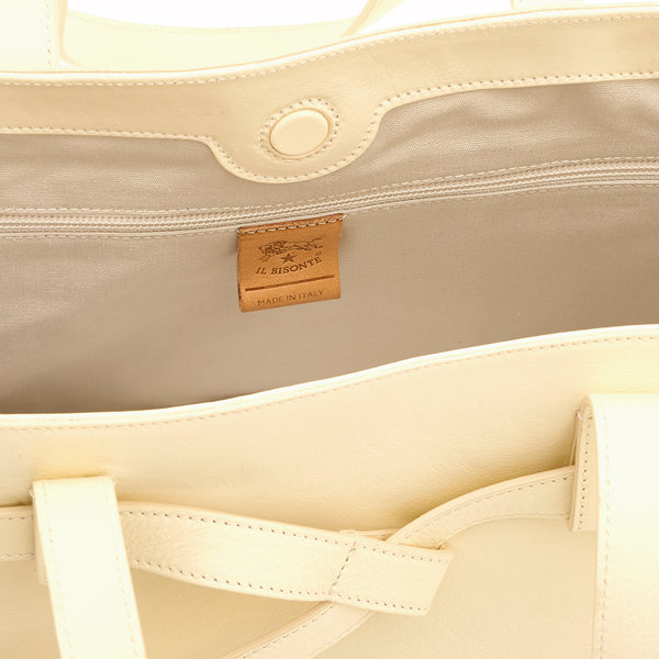 Elisa | Women's tote bag in leather color white