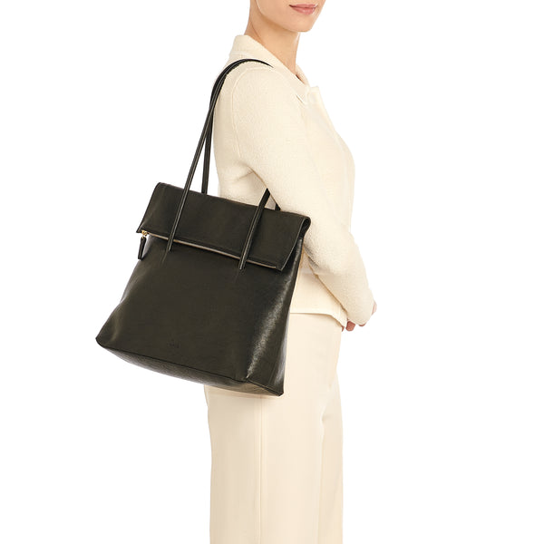 Anna | Women's tote bag in vintage leather color black