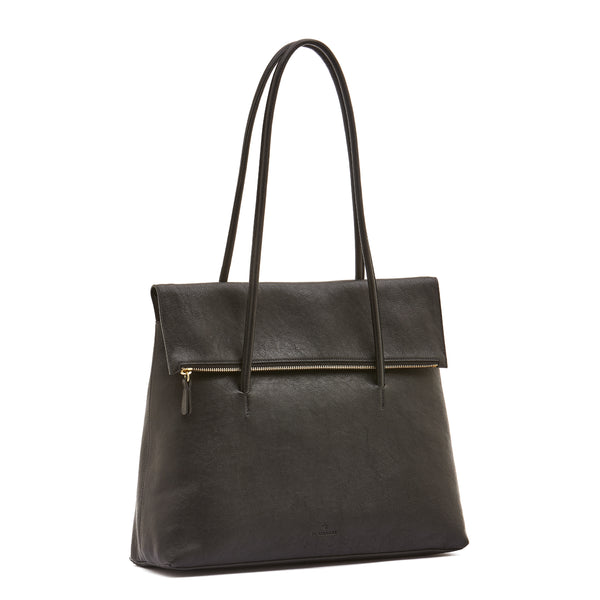 Anna | Women's tote bag in vintage leather color black