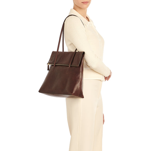 Anna | Women's tote bag in vintage leather color coffee