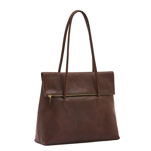 Anna | Women's tote bag in vintage leather color coffee