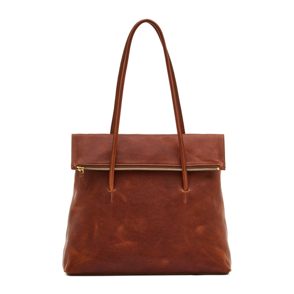 Anna | Women's tote bag in vintage leather color sepia