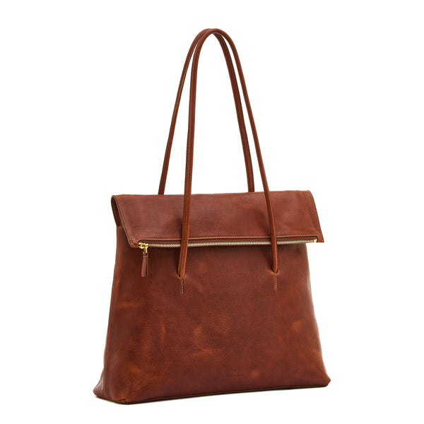 Anna | Women's tote bag in vintage leather color sepia