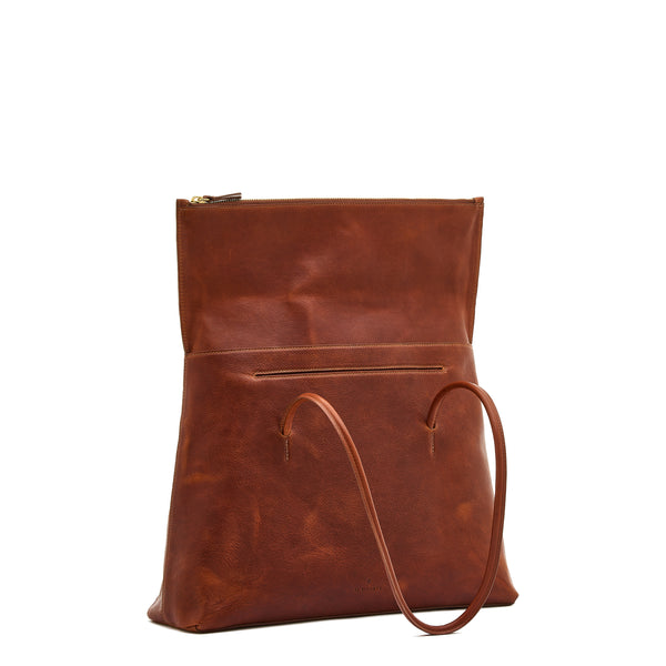 Anna | Women's tote bag in vintage leather color sepia