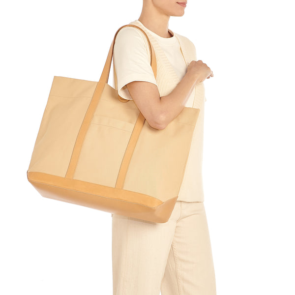 Sac fourre-tout pour femme en tissu couleur naturel