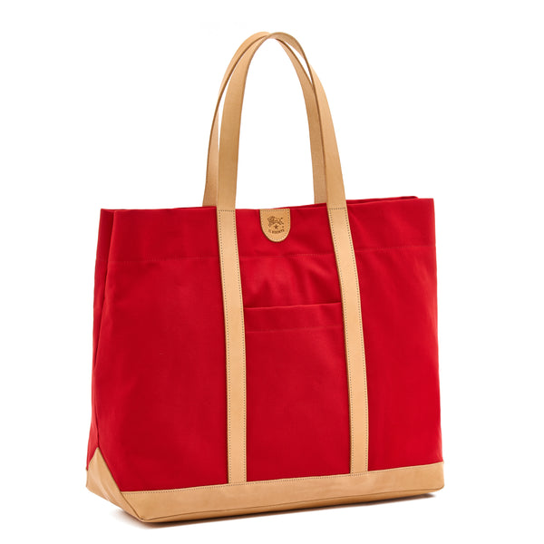 Sac fourre-tout pour femme en tissu couleur rouge/naturel