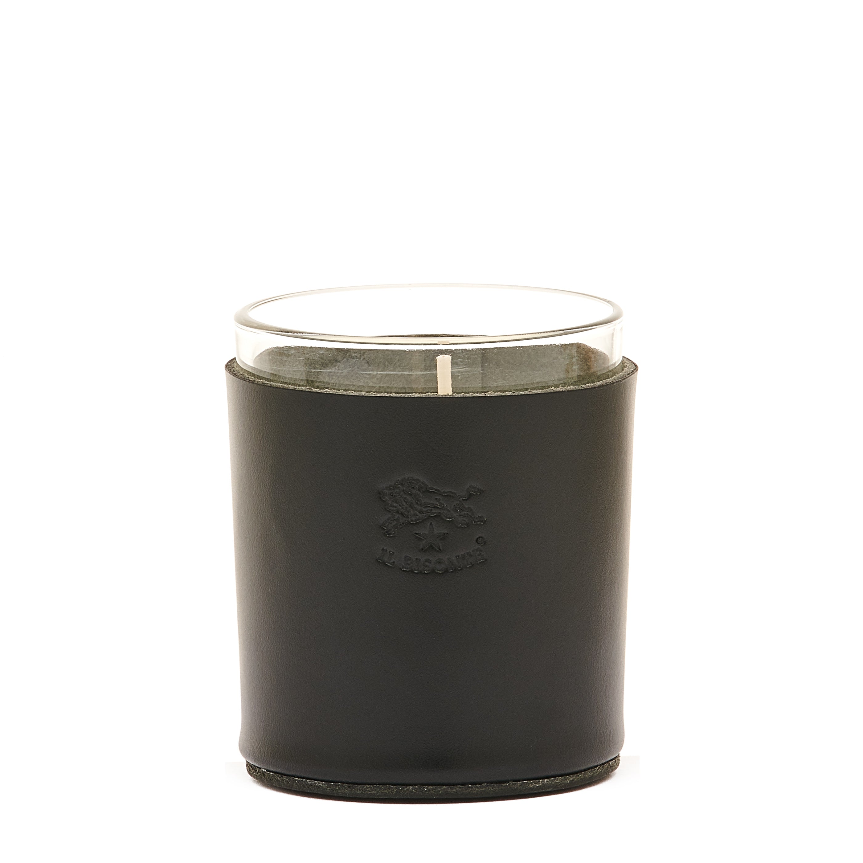 Home | Candle Holder in leather color black