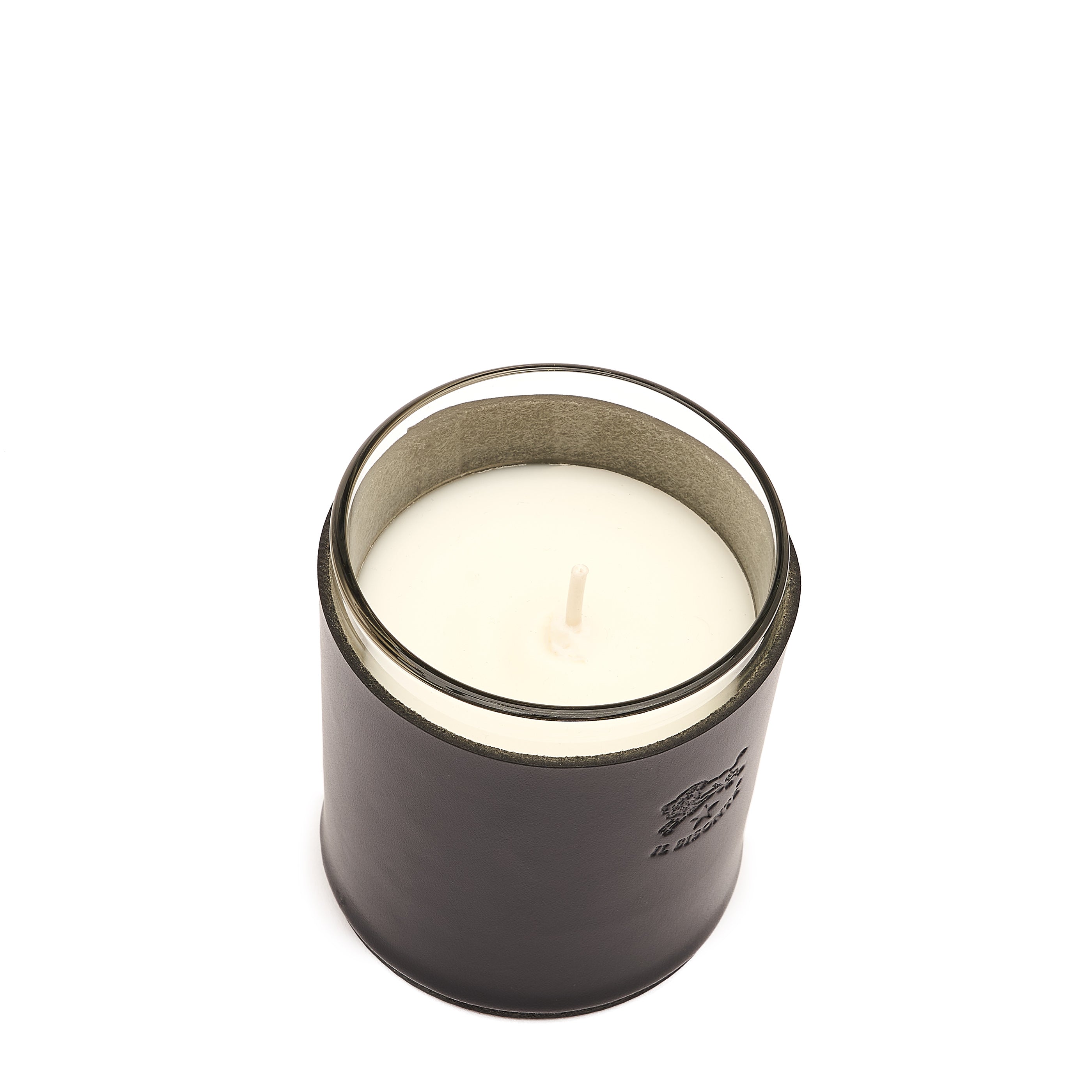 Home | Candle Holder in leather color black