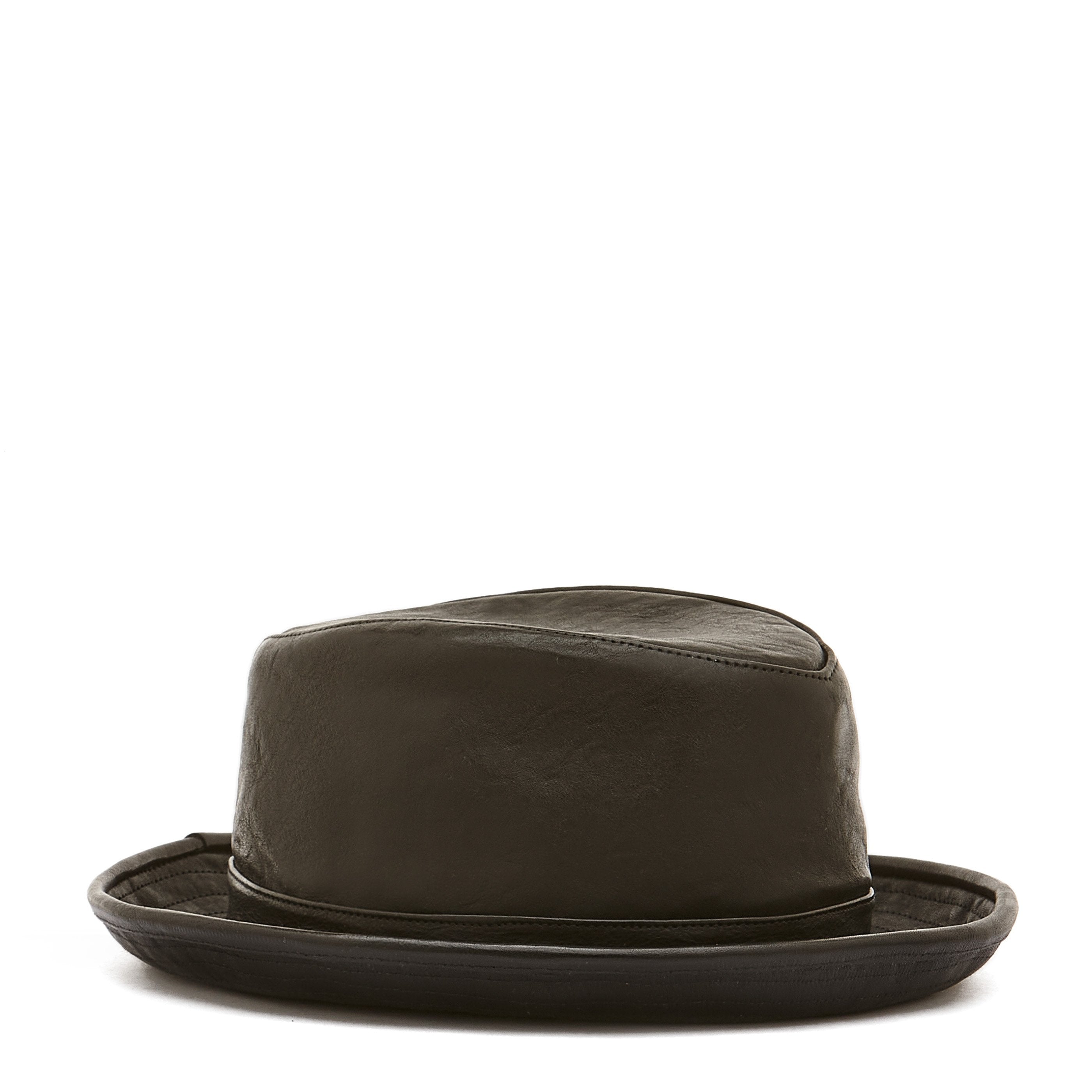 Berlino | Chapeau pour homme en cuir vintage couleur noir