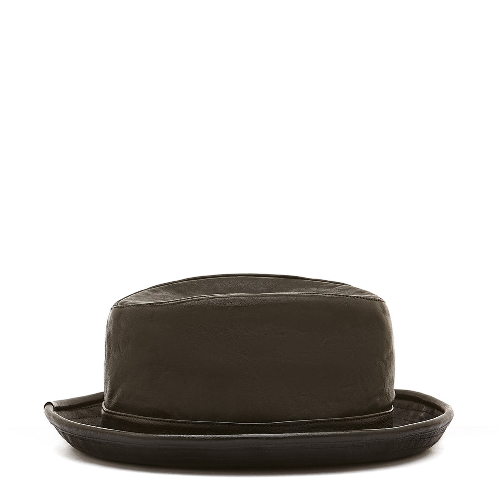 Berlino | Chapeau pour homme en cuir vintage couleur noir