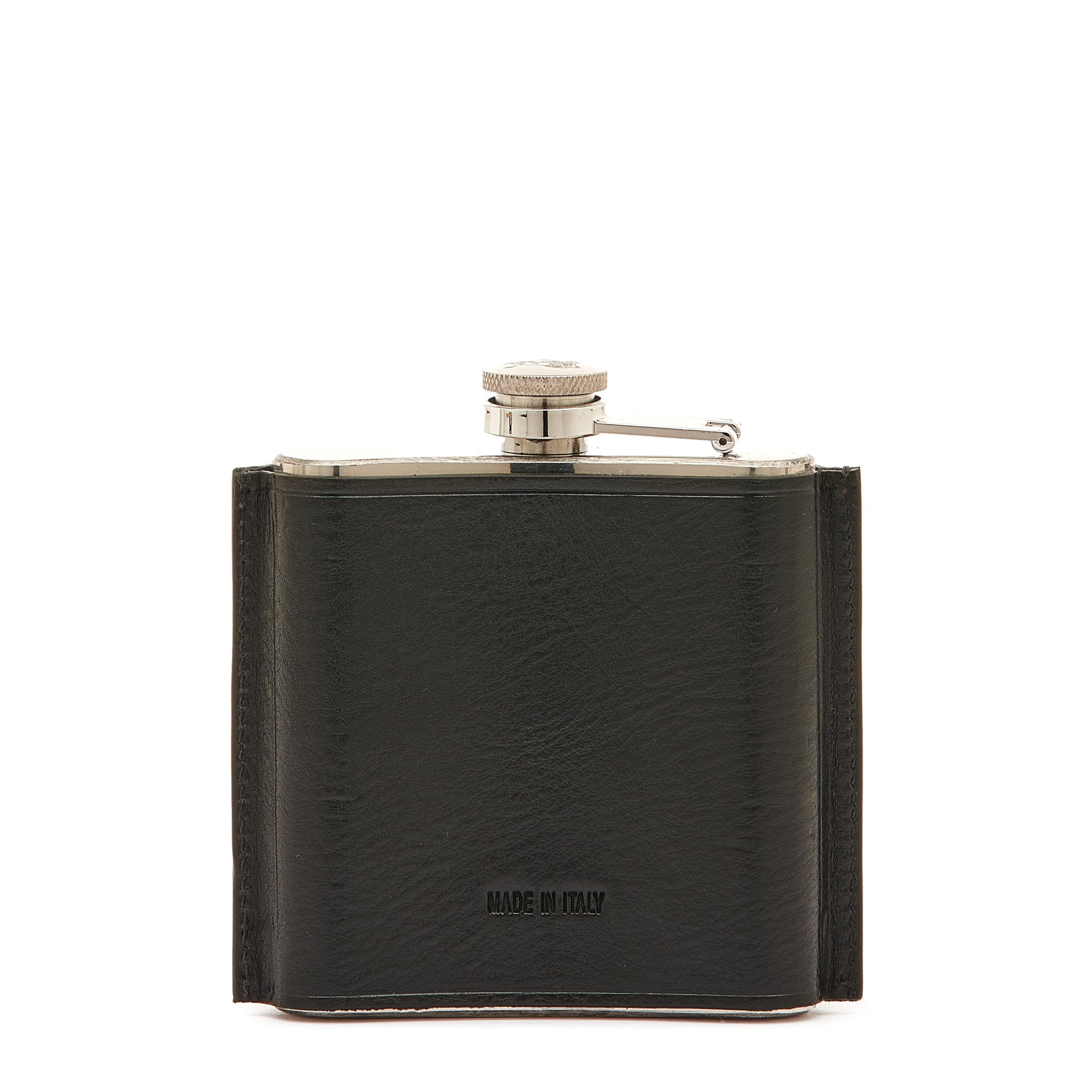 Home | Hip flask in leather color black