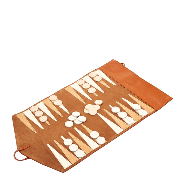 Home | Backgammon de voyage en cuir couleur caramel