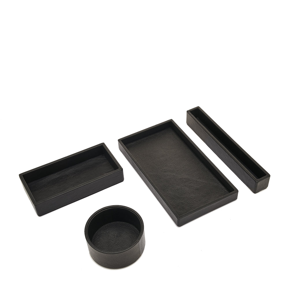 Canteen  tray 02 | Accessoire de maison en cuir couleur noir