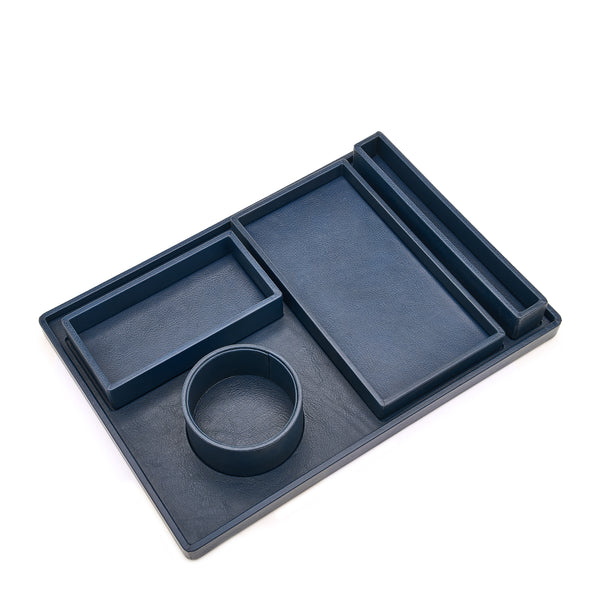 Canteen  tray 02 | Home accessory in leather color blue