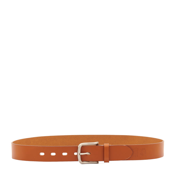 Men's belt in leather color caramel
