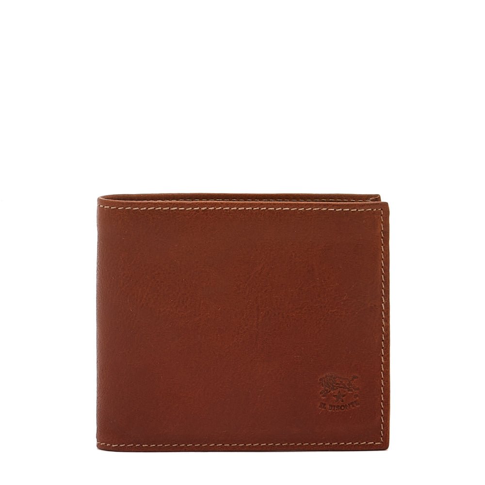 Men's bi-fold wallet in vintage leather color sepia