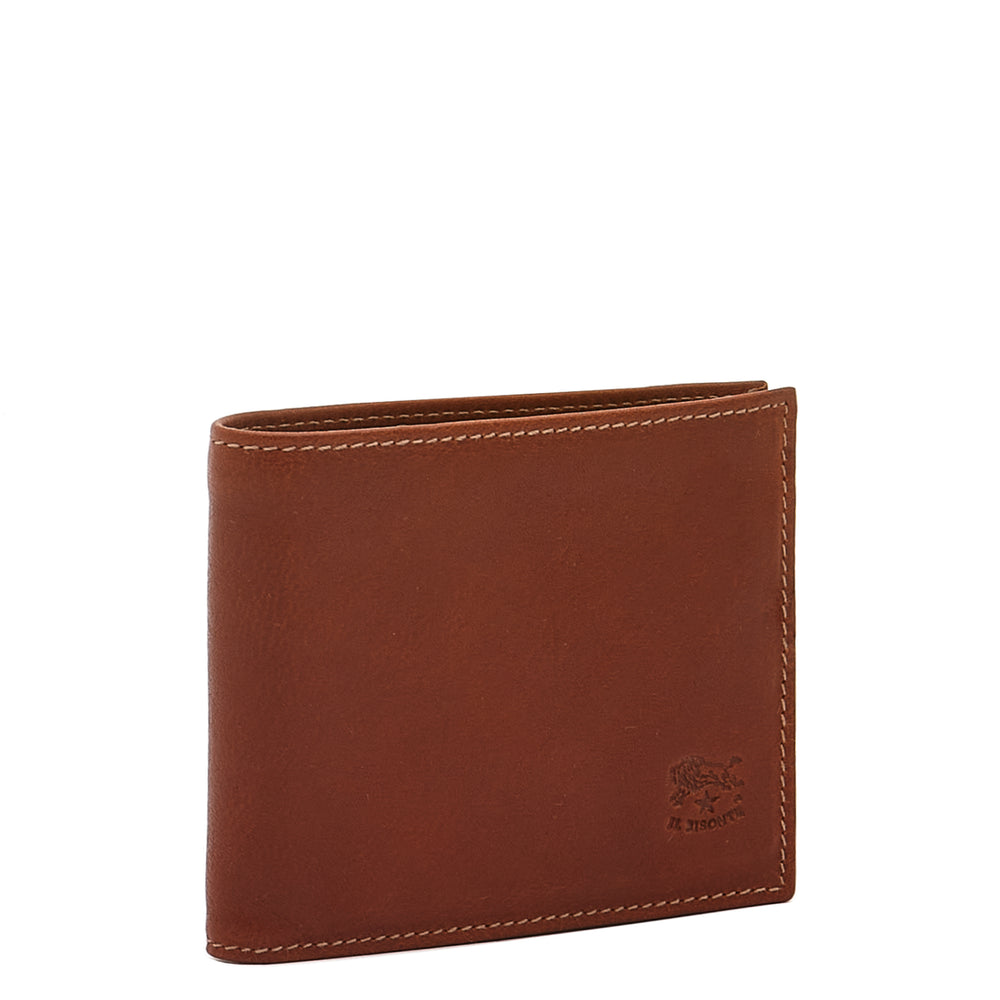 Men's bi-fold wallet in vintage leather color sepia