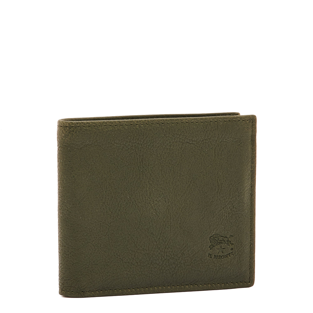 Men's bi-fold wallet in vintage leather color forest