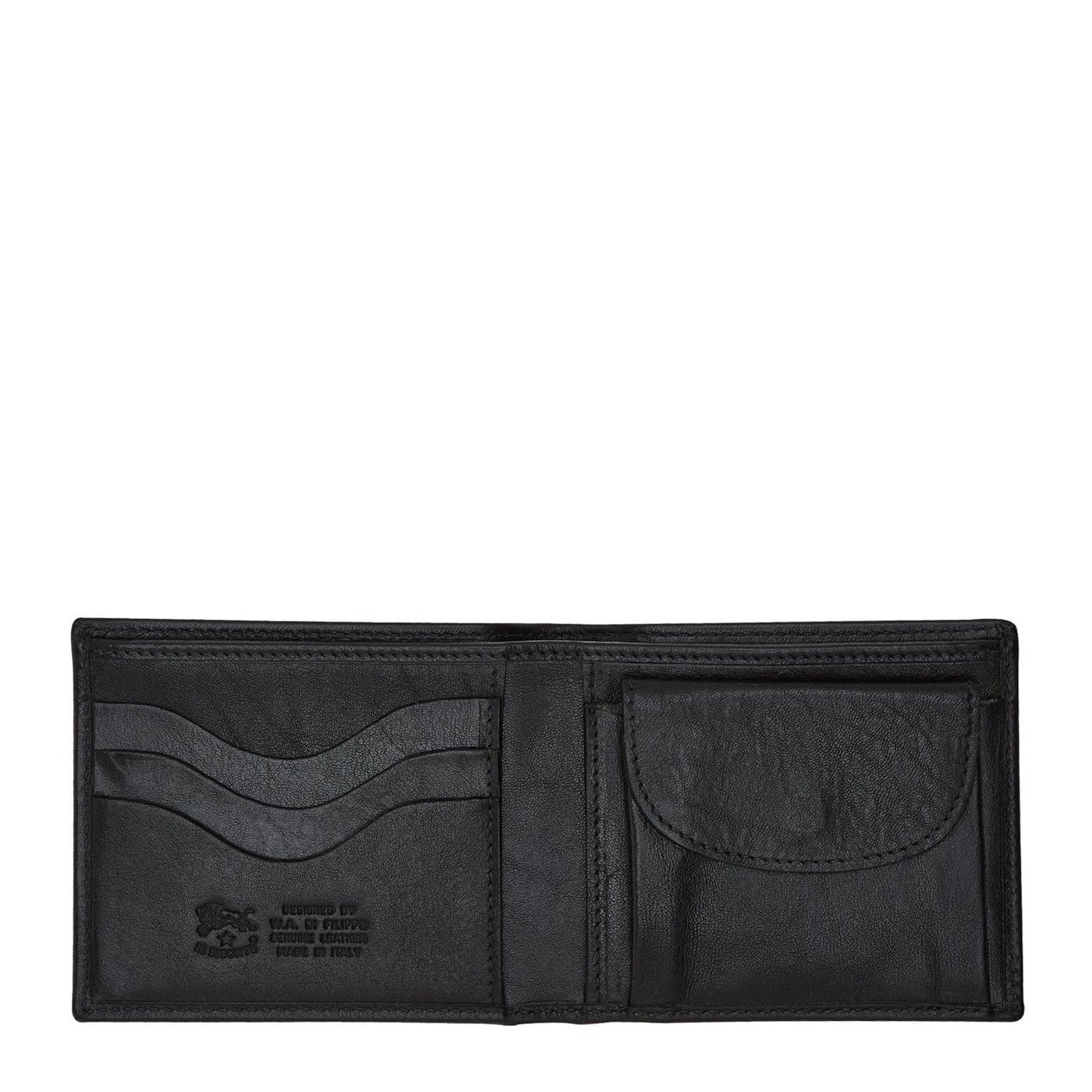 Portefeuille à deux volets pour homme en cuir couleur noir