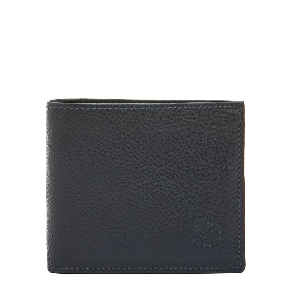 Portefeuille à deux volets pour homme en cuir couleur bleu