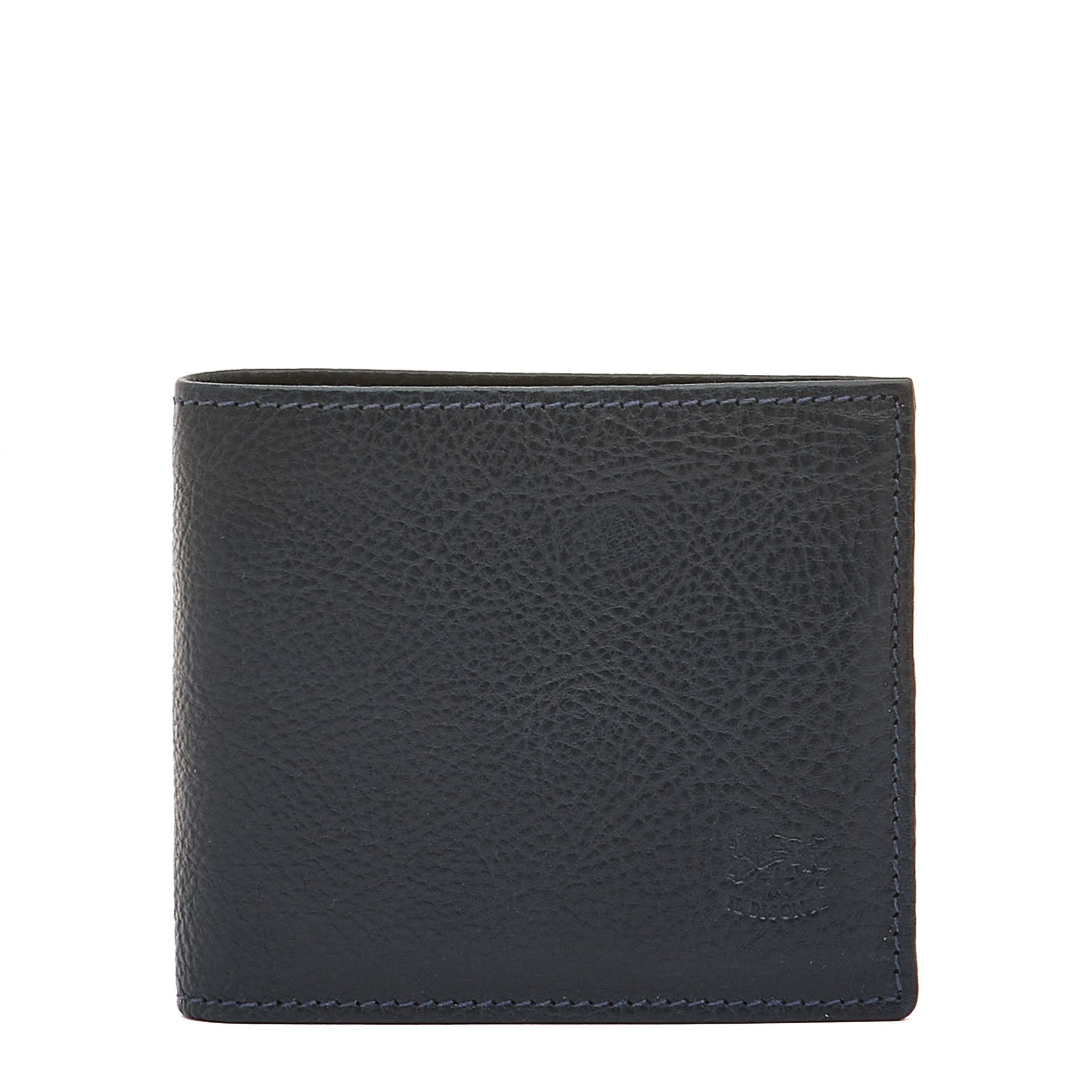 Portefeuille à deux volets pour homme en cuir couleur bleu