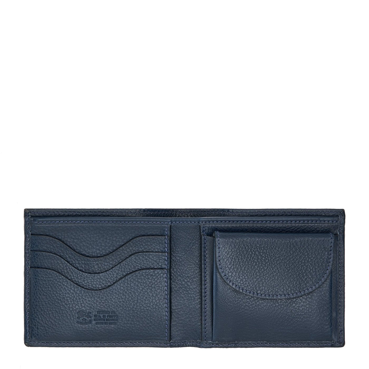 Portefeuille à deux volets pour homme en cuir couleur bleu