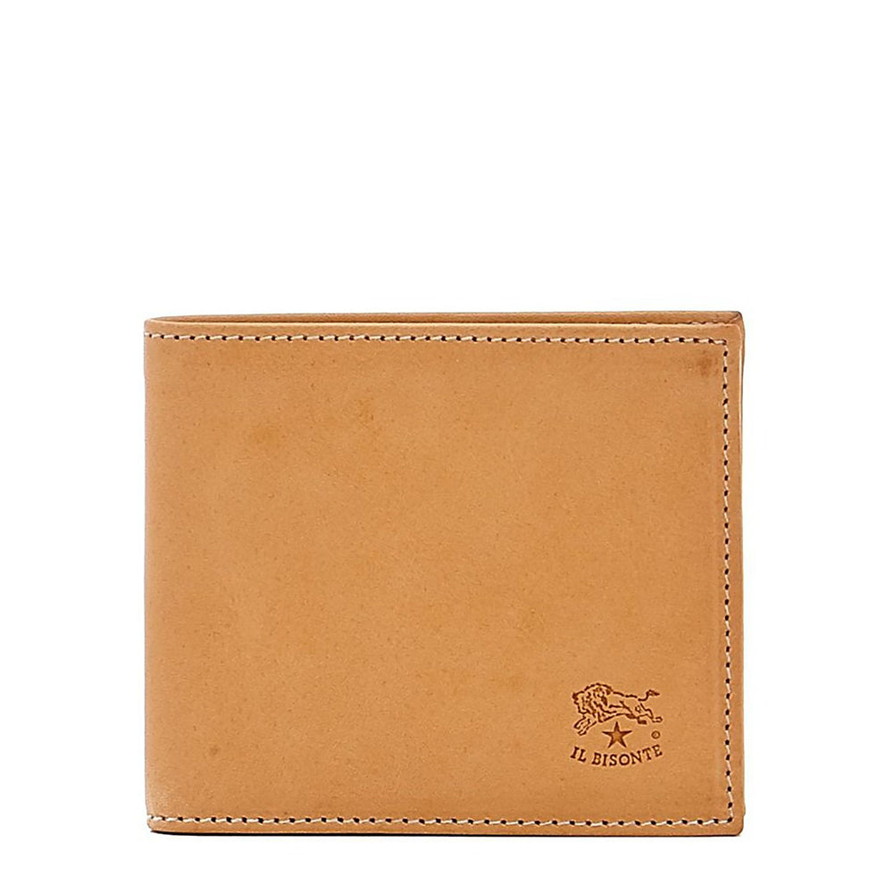 Portefeuille à deux volets pour homme en cuir couleur naturel