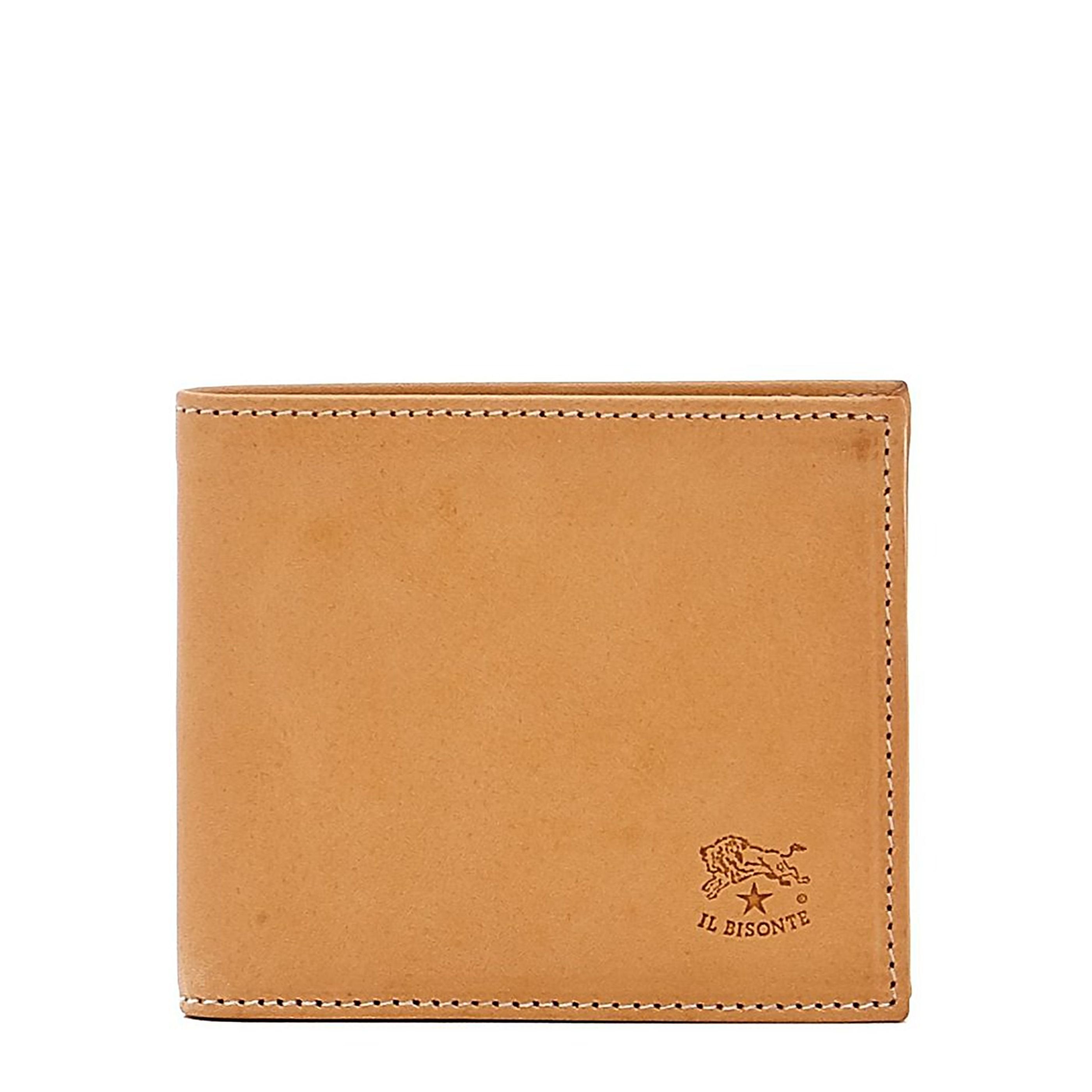 Portefeuille à deux volets pour homme en cuir couleur naturel
