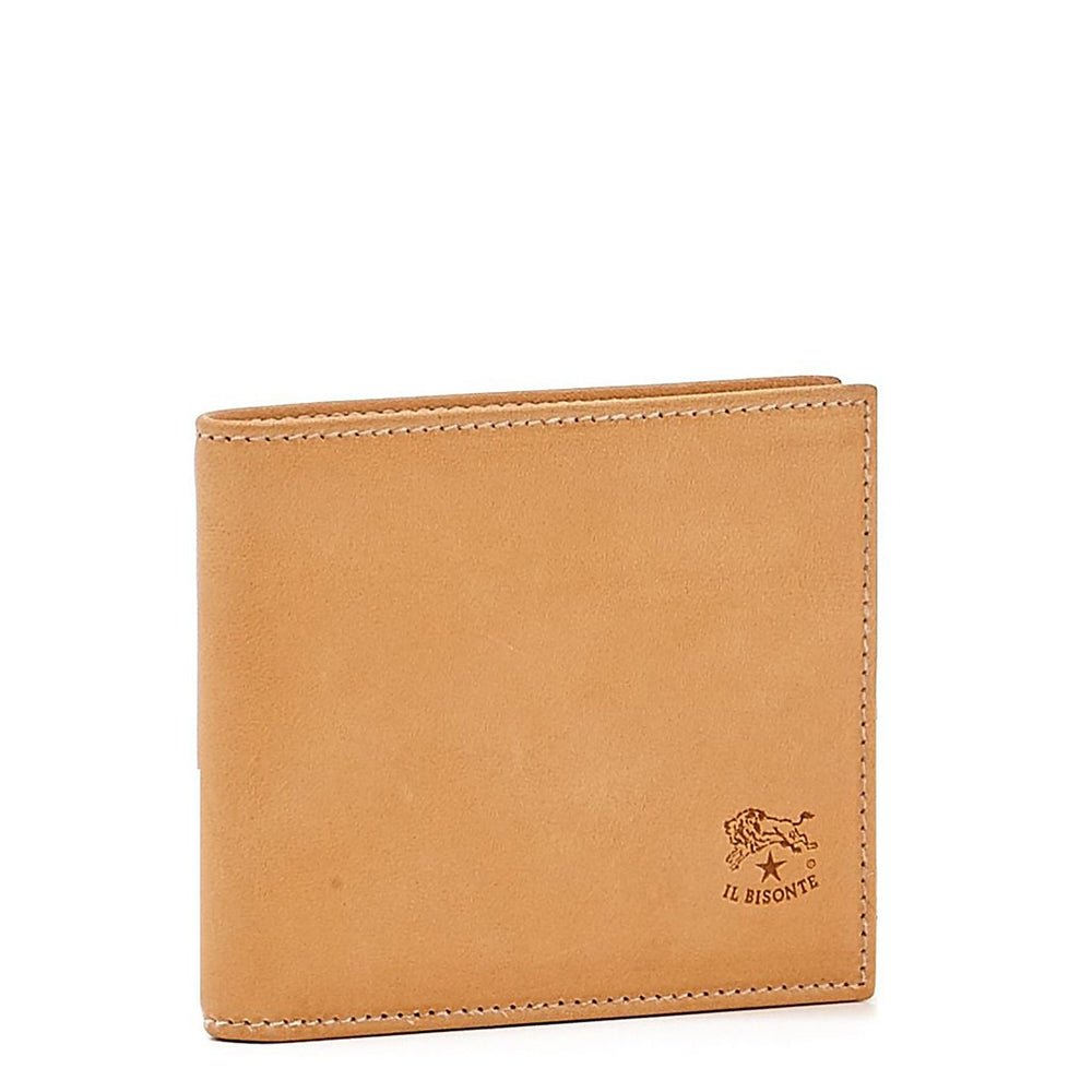Portefeuille à deux volets pour homme en cuir couleur naturel